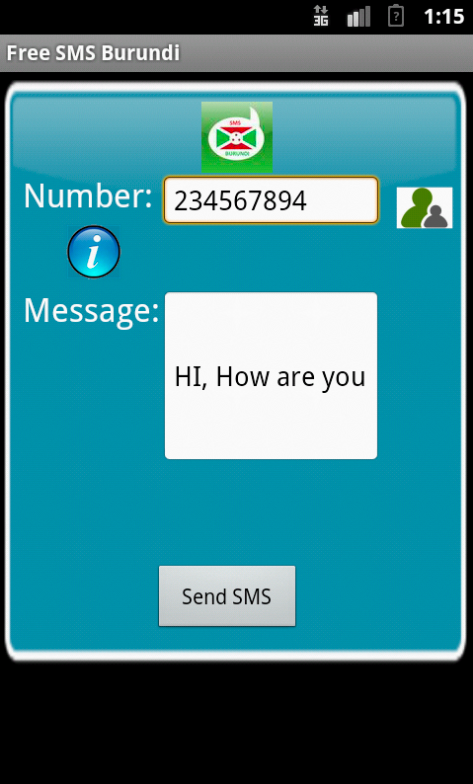 Free SMS Burundi Android App Screenshot Launch Screen