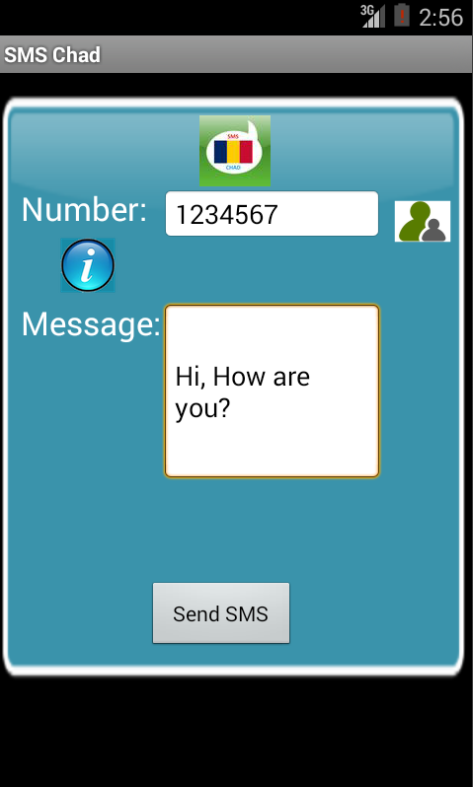 Free SMS Chad Android App Screenshot Launch Screen