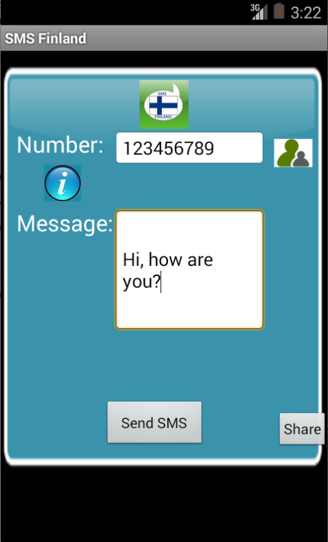 Free SMS Finland Android App Screenshot Launch Screen