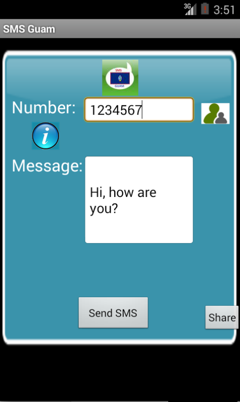 Free SMS Guam Android App Screenshot Launch Screen