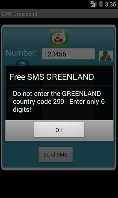 Free SMS Guatemala Android App Screenshot Number Screen