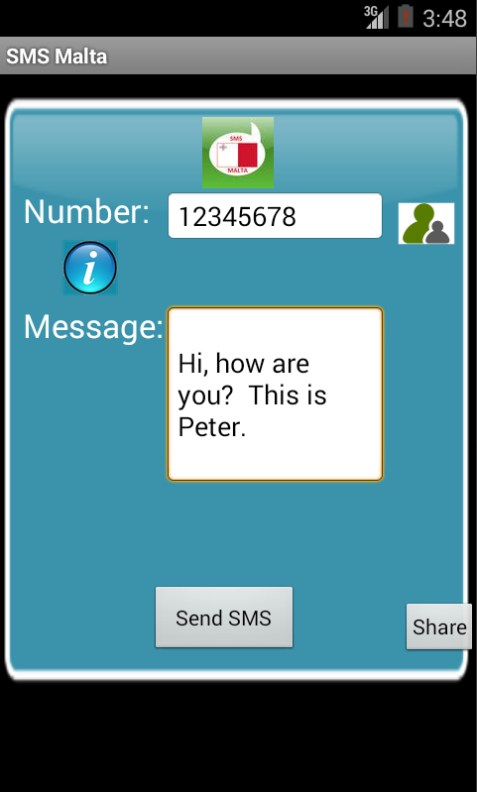 Free SMS Malta Android App Screenshot Launch Screen