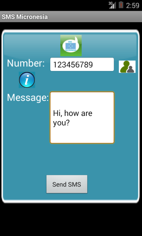 Free SMS Micronesia Android App Screenshot Launch Screen