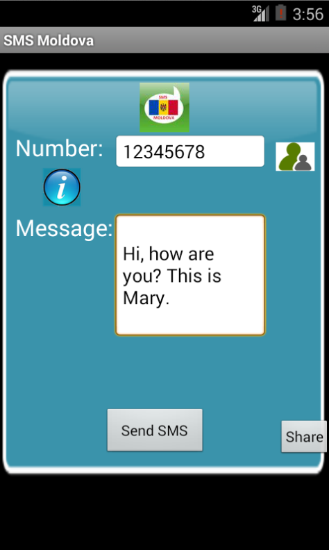 Free SMS Moldova Android App Screenshot Launch Screen