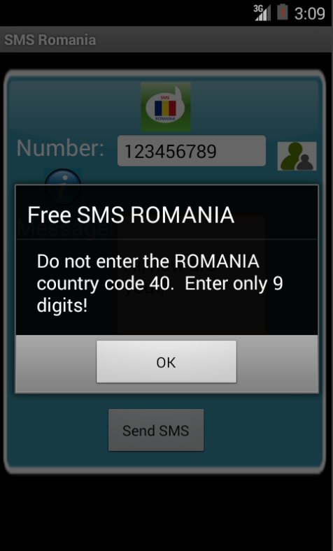 Free SMS Romania Android App Screenshot Number Screen